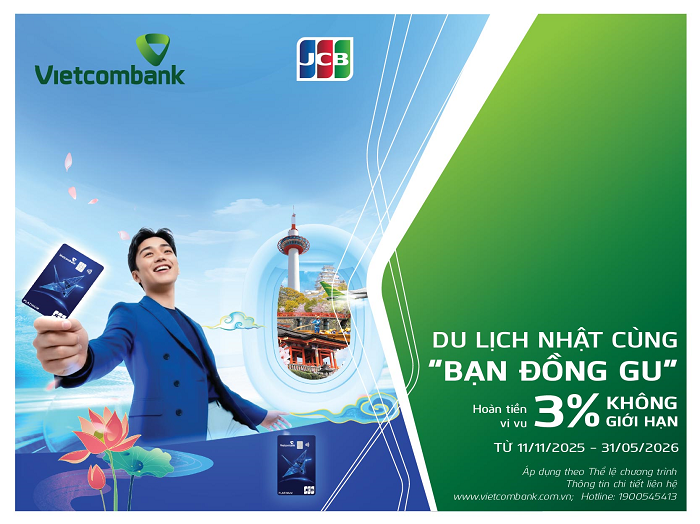 Hoàn tiền 3% không giới hạn cùng thẻ Vietcombank JCB