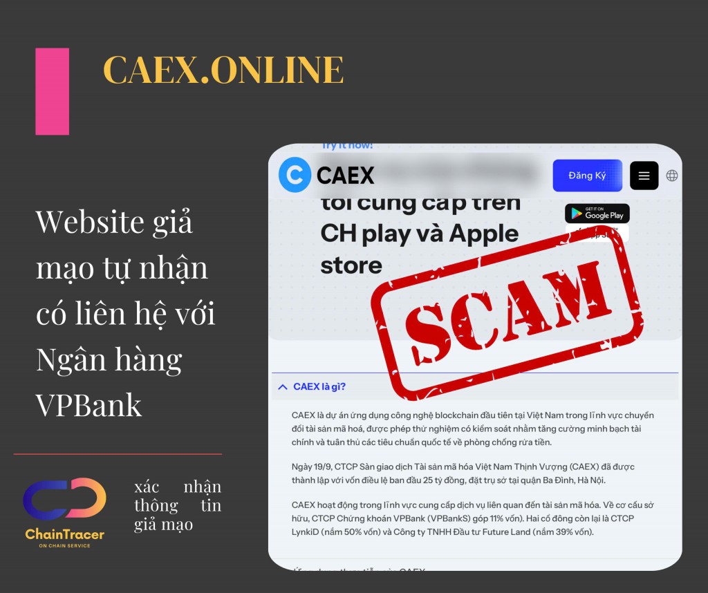 Cảnh báo website giả mạo caex.online: Nhà đầu tư dễ sập bẫy “sàn tiền số” ảo Cảnh báo website giả mạo caex.online: Nhà đầu tư dễ sập bẫy “sàn tiền số” ảo