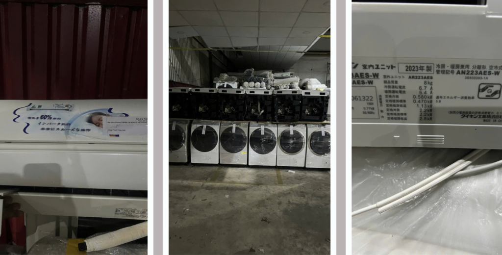 Phát hiện kho máy giặt, điều hòa không khí thuộc diện cấm nhập khẩu Phát hiện kho máy giặt, điều hòa không khí thuộc diện cấm nhập khẩu