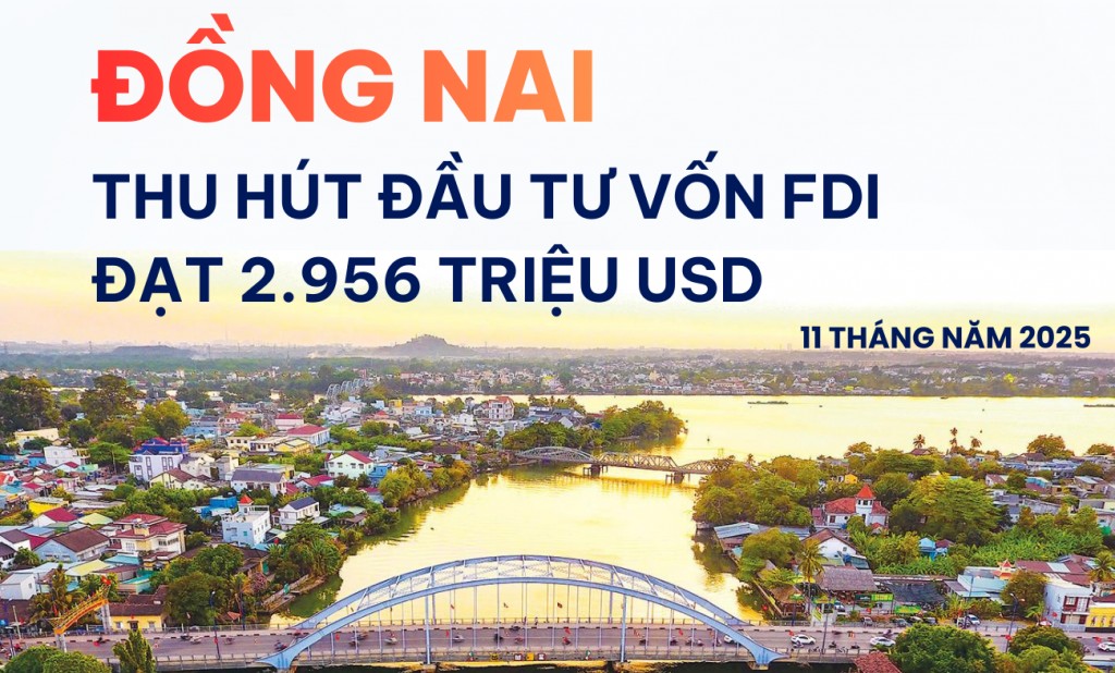 INFOGRAPHIC: Đồng Nai - Thu hút vốn đầu tư FDI đạt 2.956 triệu USD