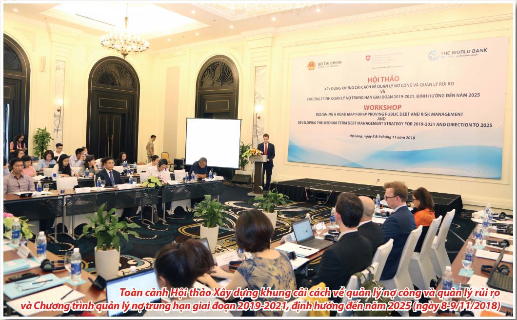 Toàn cảnh Hội thảo Xây dựng khung cải cách về quản lý nợ công và quản lý rủi ro và Chương trình quản lý nợ trung hạn giai đoạn 2019-2021, định hướng đến năm 2025 (ngày 8-9/11/2018)