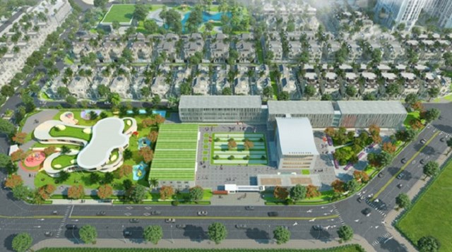 Phối cảnh trường học liên cấp – một trong những tiện ích tại Anlac Green Symphony.