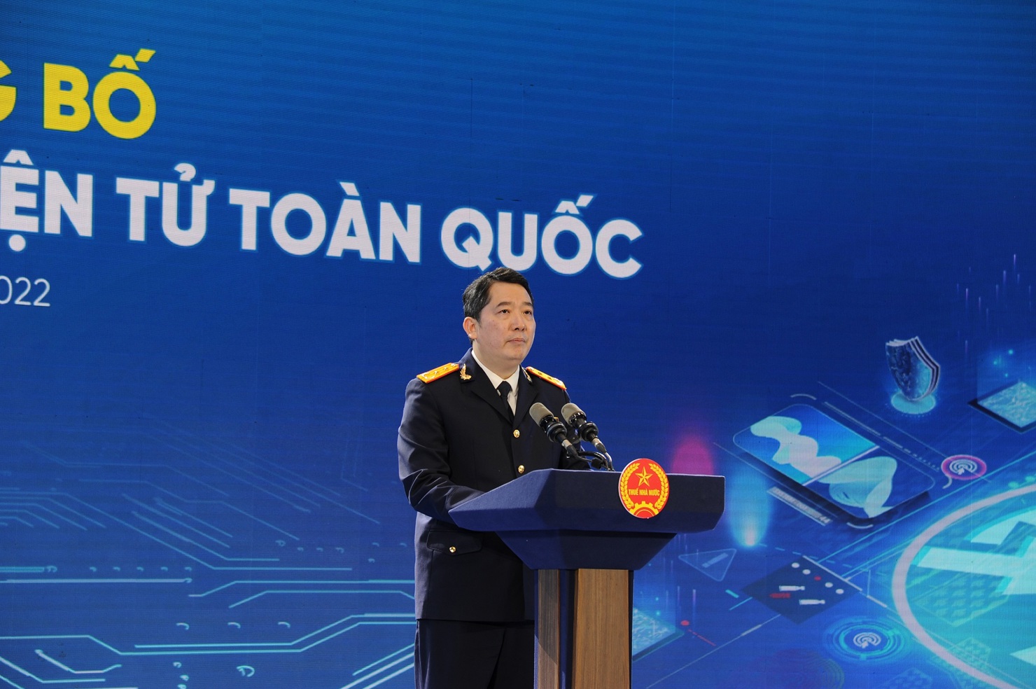 Tổng cục trưởng Tổng cục Thuế Cao Anh Tuấn phát biểu tại buổi lễ.