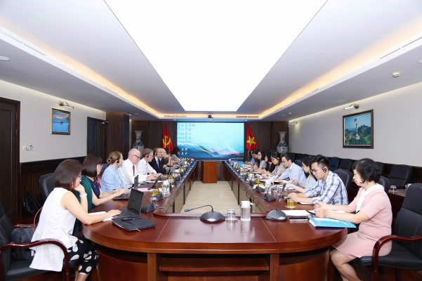 Toàn cảnh buổi làm việc giữa Đoàn công tác IMF, WB với Kho bạc Nhà nước về quản lý nợ công