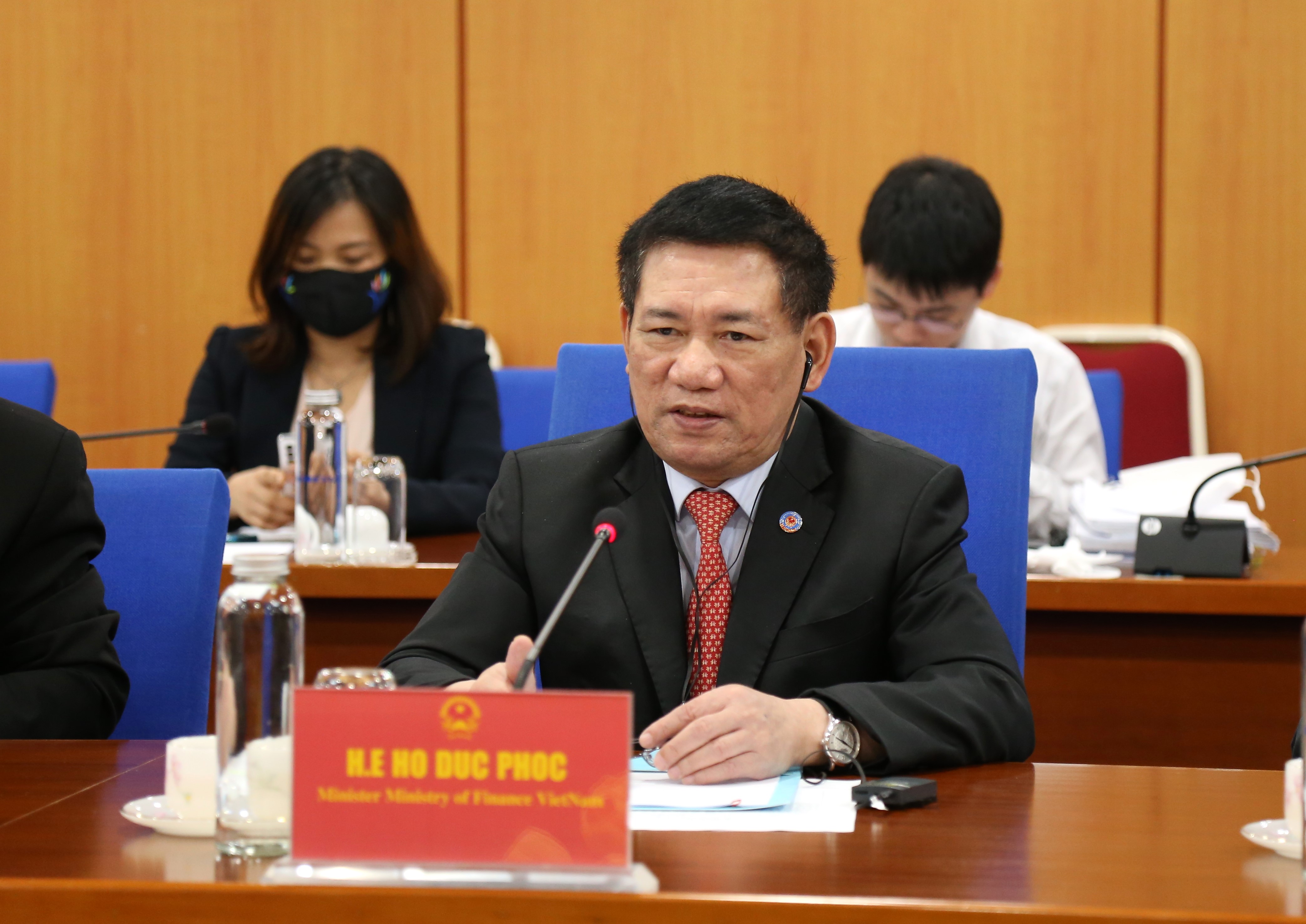 Bộ trưởng Hồ Đức Phớc phát biểu tại cuộc làm việc.