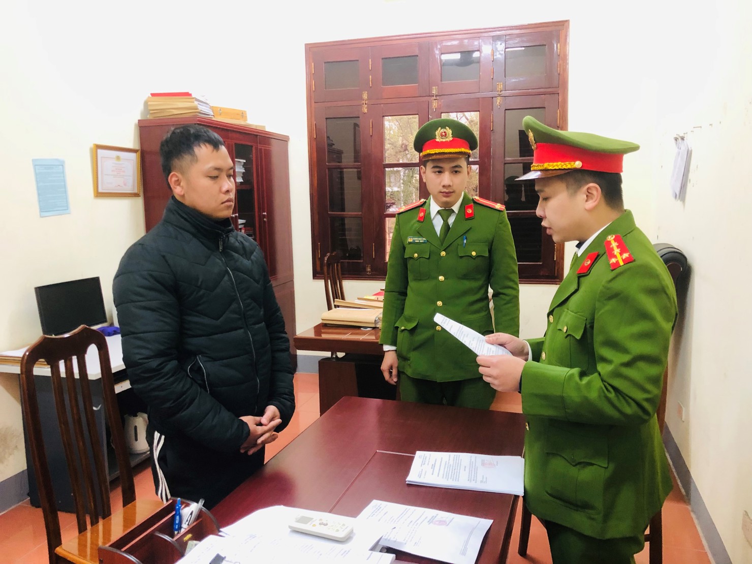 Đối tượng Dương Cao Thắng tại cơ quan Công an.