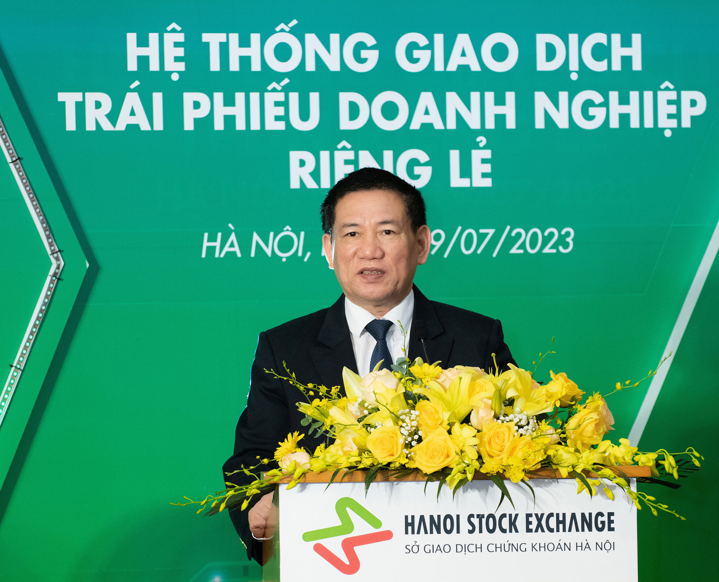 Bộ trưởng Bộ Tài chính Hồ Đức Phớc phát biểu tại buổi lễ.