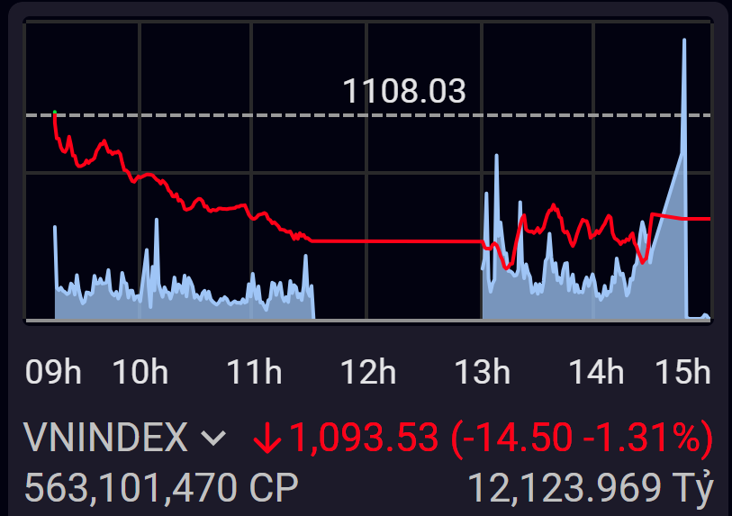 Tâm lý bi quan khiến thị trường giảm sâu cả về điểm số và thanh khoản.