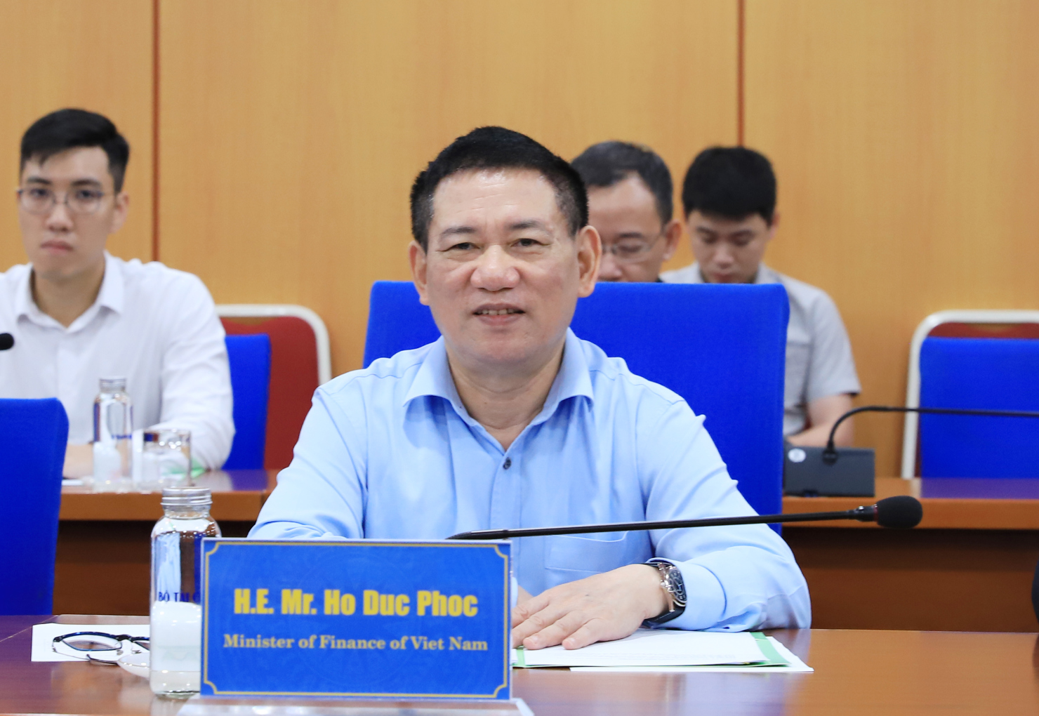 Bộ trưởng Bộ Tài chính Hồ Đức Phớc phát biểu tại buổi làm việc. Ảnh: Gia Hân