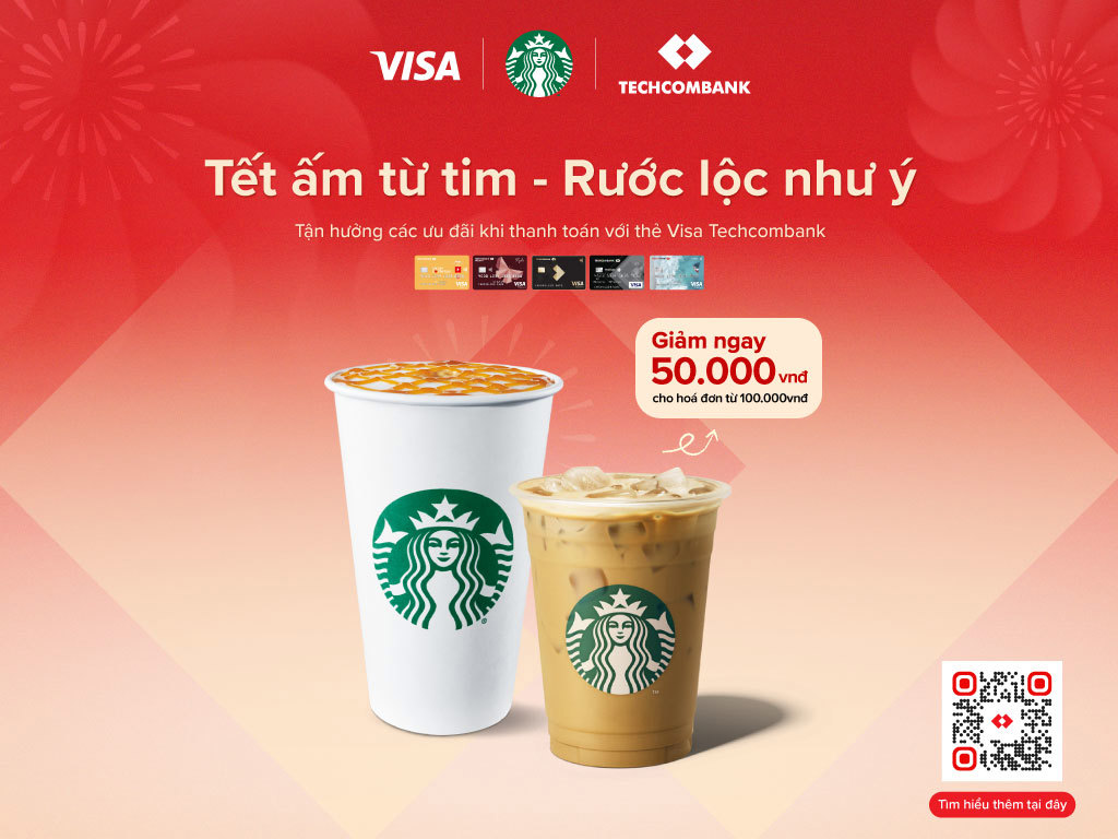 Techcombank và Starbucks đã triển khai nhiều chương trình ưu đãi dành cho khách hàng.