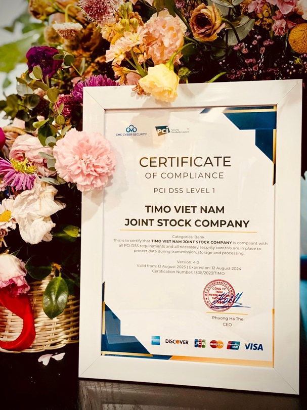 Chứng chỉ PCI DSS khẳng định cam kết của ngân hàng  số Timo đặt khách hàng và sự an toàn của khách hàng là trọng tâm trong mọi hoạt động.  