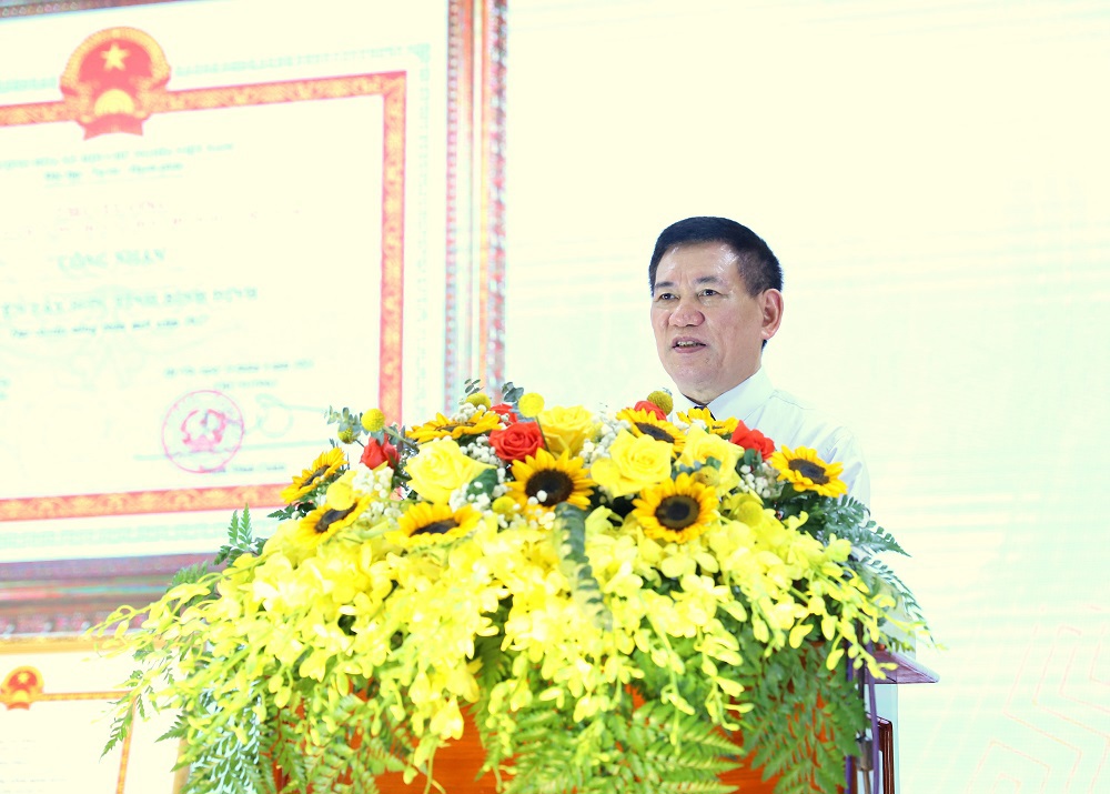 Phó Thủ tướng Chính phủ, Bộ trưởng Bộ Tài chính Hồ Đức Phớc phát biểu tại buổi lễ.