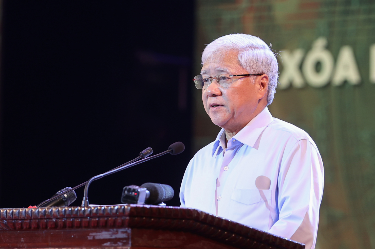 Chủ tịch Ủy ban Trung ương Mặt trận Tổ quốc Việt Nam Đỗ Văn Chiến phát biểu tại  Chương trình. Ảnh: VGP/Nhật Bắc