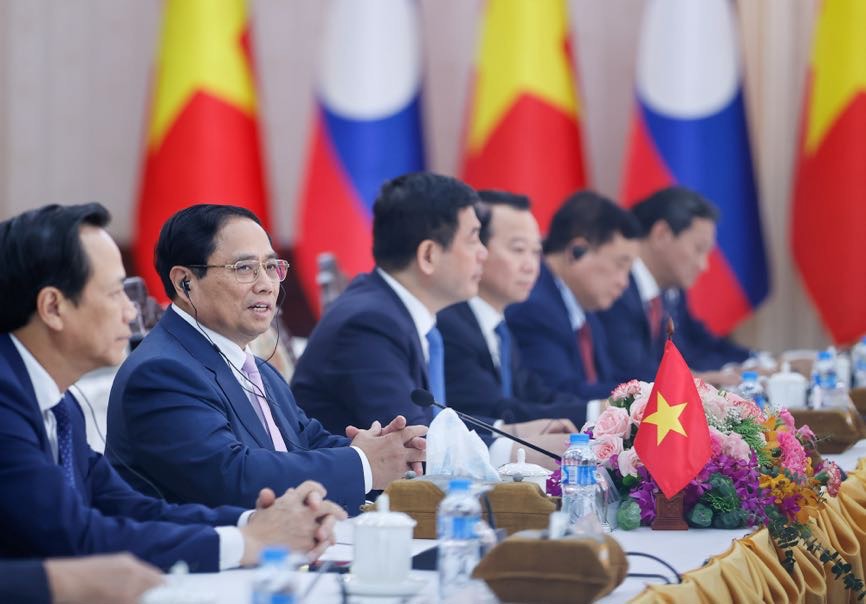 Ấn tượng với sự chuẩn bị chu đáo về mọi mặt cho Hội nghị cấp cao ASEAN, Thủ tướng Phạm Minh Chính đánh giá cao vai trò của Lào trên cương vị Chủ tịch ASEAN 2024. Ảnh: VGP/Nhật Bắc  