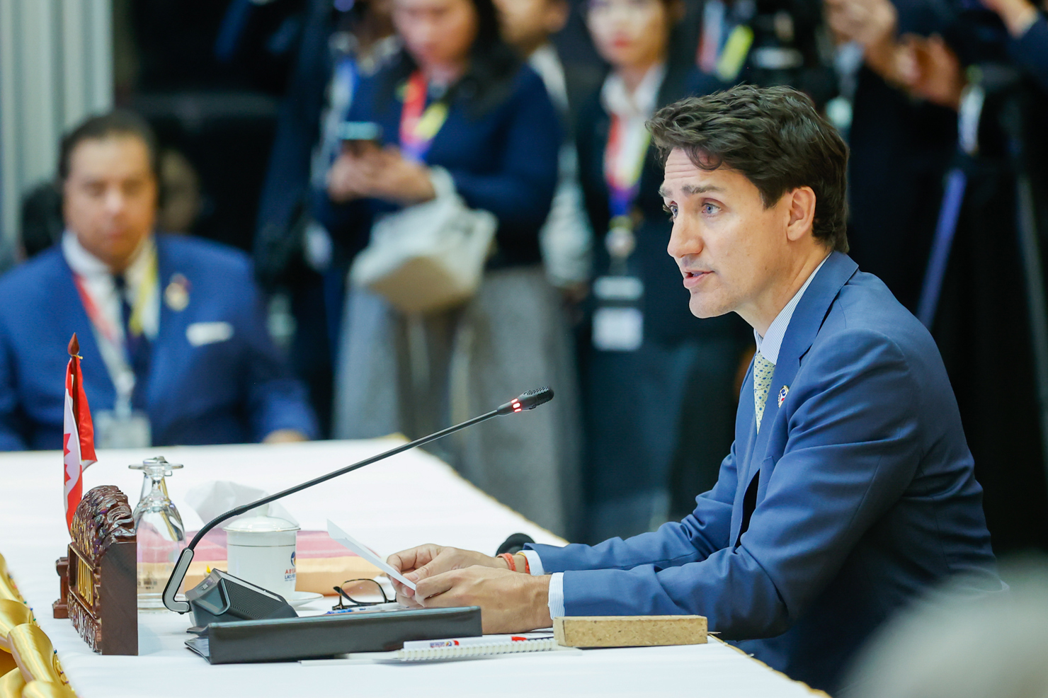 Thủ tướng Justin Trudeau khẳng định quyết tâm cùng ASEAN hoàn tất đàm phán Hiệp định Thương mại tự do ASEAN-Canada vào năm 2025, mang lại lợi ích thiết thực và thịnh vượng cho người dân. Ảnh: VGP/Nhật Bắc