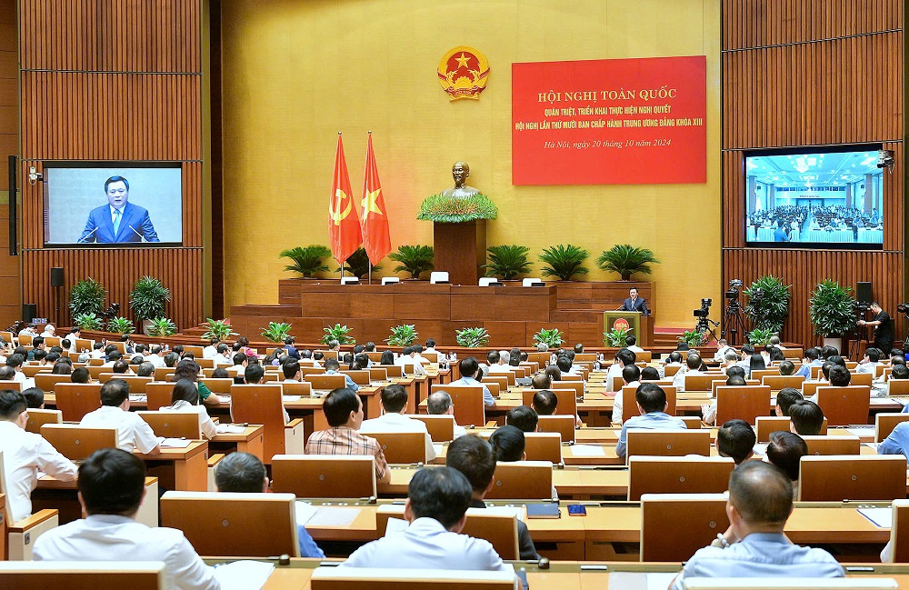 Quang cảnh Hội nghị tại điểm cầu Trung ương (Tòa nhà Quốc hội).