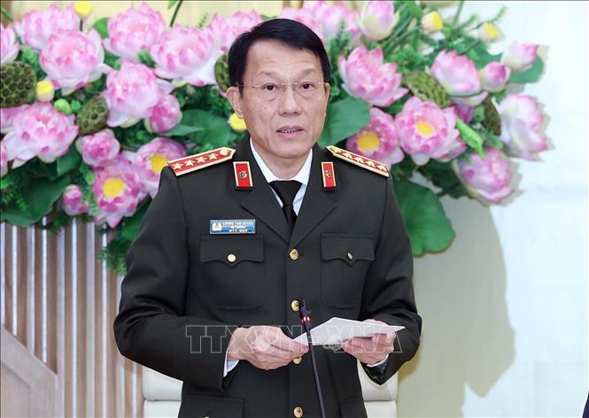 Đại tướng Lương Tam Quang - Bộ trưởng Bộ Công an phát biểu tại Hội nghị - Ảnh: TTXVN