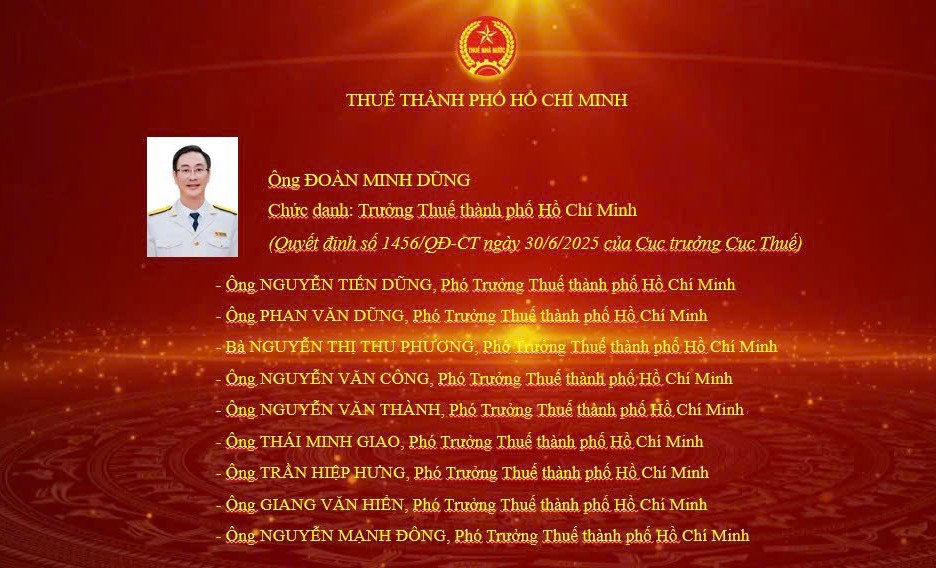 Cục Thuế công bố quyết định về chức danh Trưởng, các Phó Trưởng Thuế TP. Hồ Chí Minh. Ảnh: Đức Mỹ