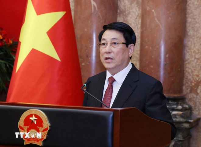 Chủ tịch nước Lương Cường phát biểu. Ảnh: Lâm Khánh/TTXVN