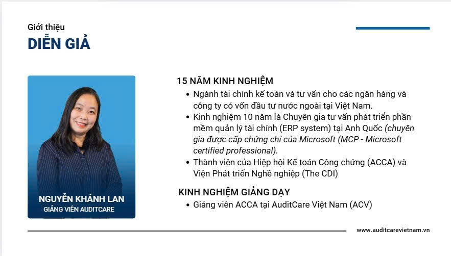 Diễn giả Nguyễn Khánh Lan - Hội viên ACCA.