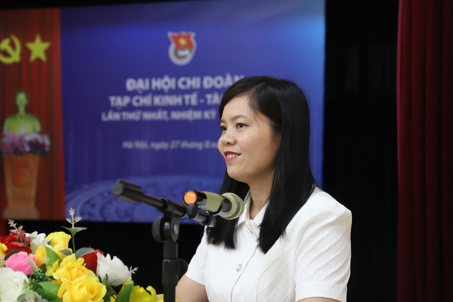 Đồng chí Nguyễn Hải Hồng - Phó Tổng Biên tập Tạp chí Kinh tế - Tài chính phát biểu tại Đại hội. Ảnh: Lục Trường.