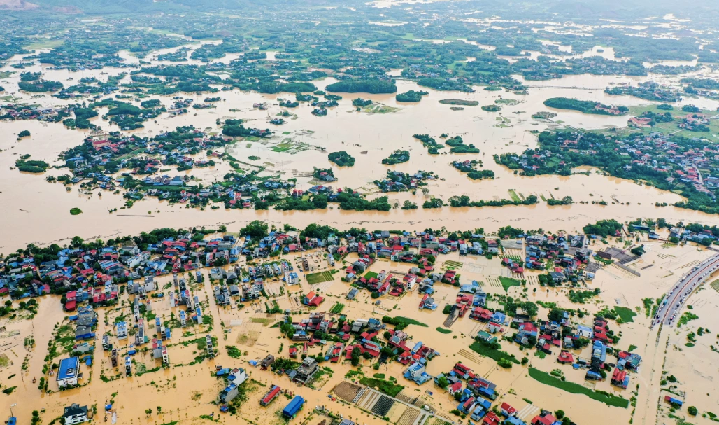 Mưa lũ gây ngập lụt tại tỉnh Thái Nguyên.