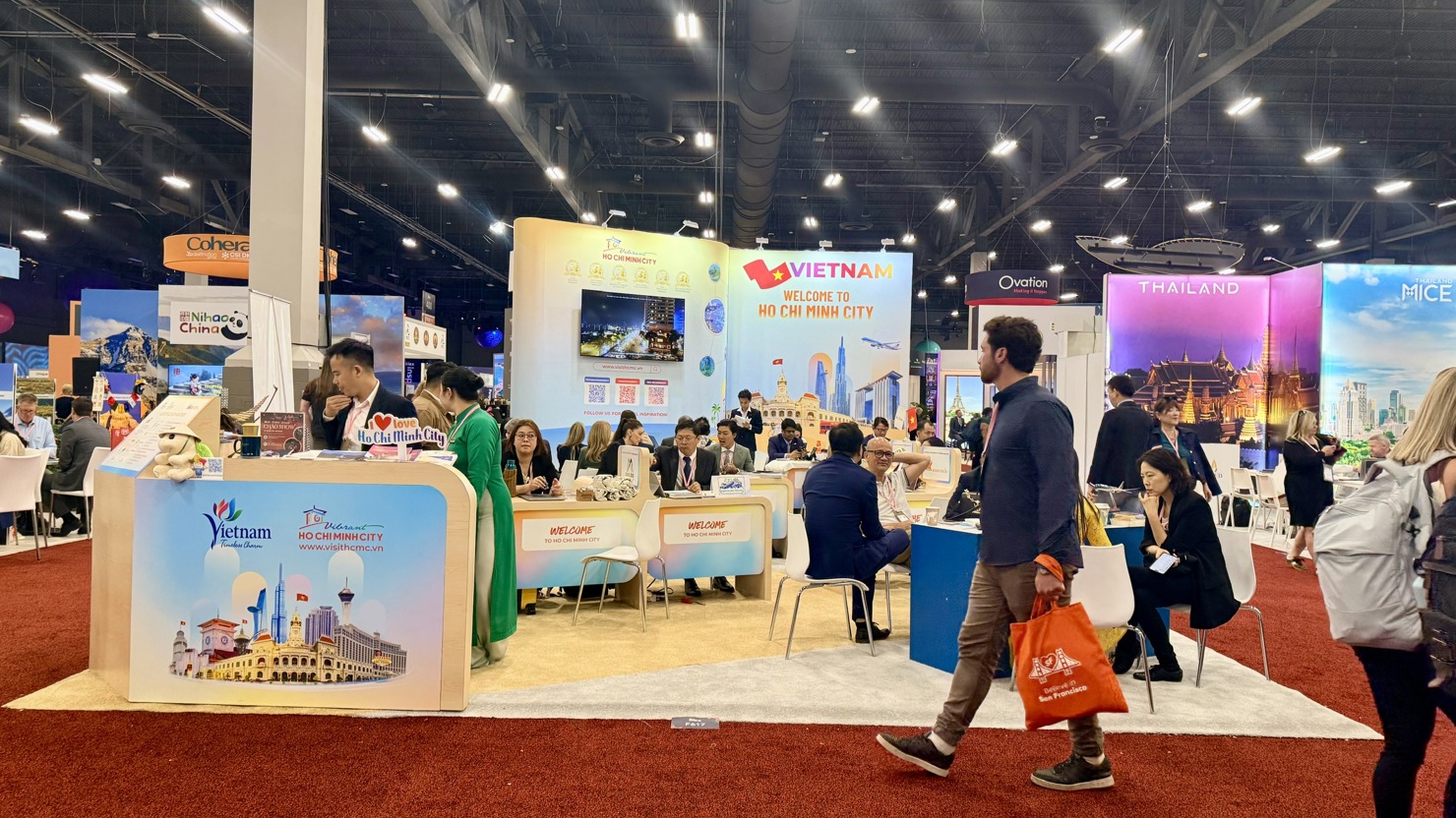 Gian hàng du lịch Việt Nam - TP. Hồ Chí Minh tại Hội chợ IMEX America 2025. Ảnh: BTC