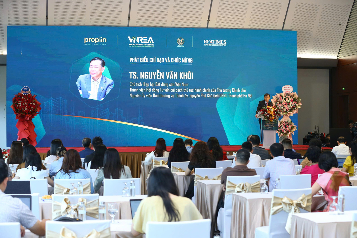 TS. Nguyễn Văn Khôi - Chủ tịch Hiệp hội Bất động sản Việt Nam phát biểu tại sự kiện.