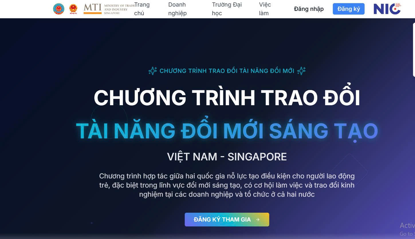 Nền tảng trực tuyến của Chương trình Trao đổi tài năng đổi mới sáng tạo Việt Nam – Singapore