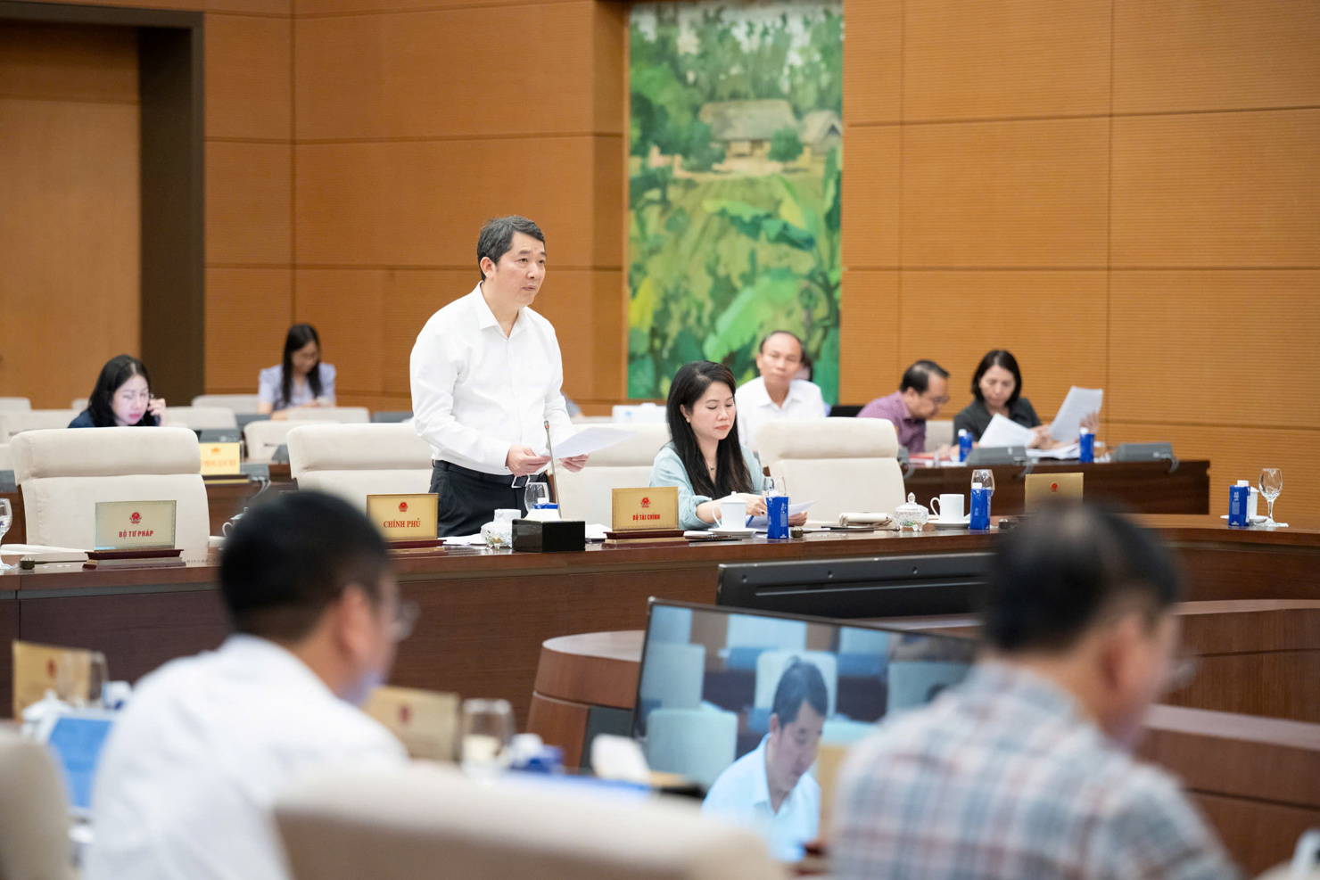 Thứ trưởng Bộ Tài chính Cao Anh Tuấn phát biểu tại phiên họp.