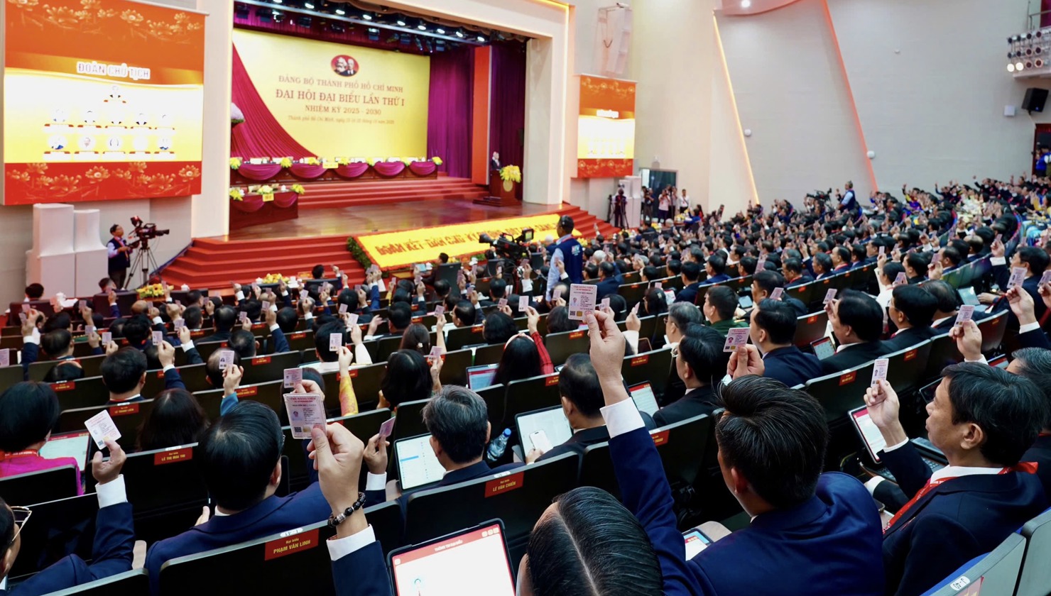 Sáng nay 13/10, Đại hội đại biểu Đảng bộ TP. Hồ Chí Minh lần thứ I, nhiệm kỳ 2025-2030 đã họp phiên trù bị. Ảnh: Ban tổ chức Đại hội