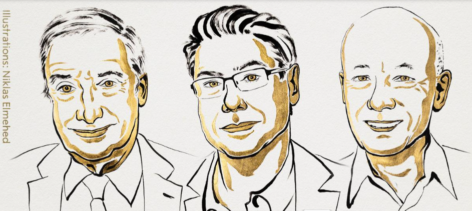 Giải Nobel Kinh tế năm 2025 trao cho ba nhà nghiên cứu kinh tế Joel Mokyr, Philippe Aghion và Peter Howitt. Ảnh: The Hindu.  