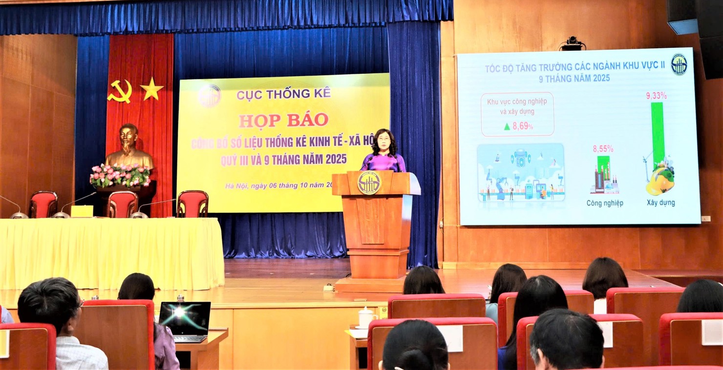 Cục Thống kê tổ chức họp báo công bố số liệu thống kê kinh tế - xã hội quý III và 9 tháng năm 2025. Nguồn: Cục Thống kê