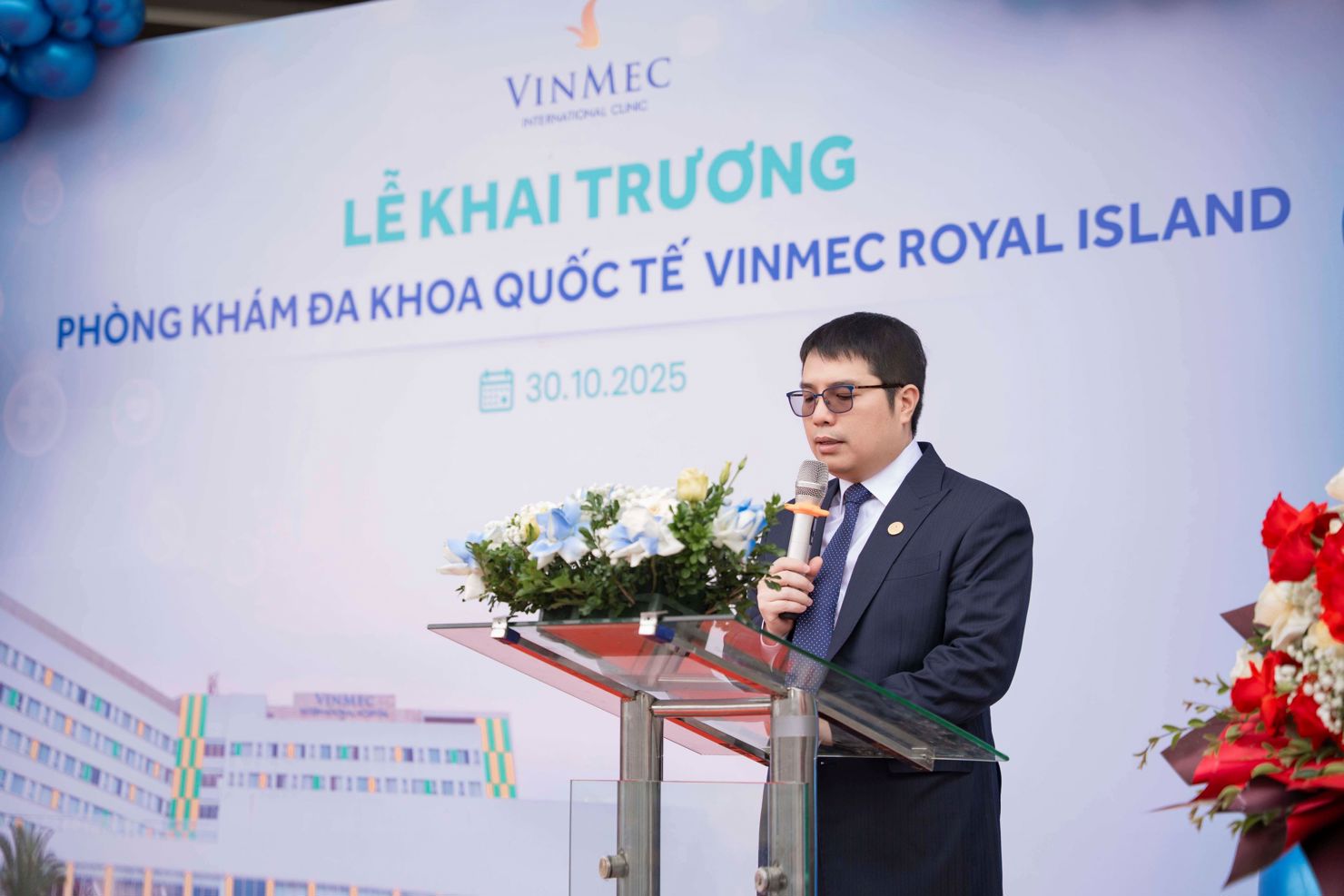 TS.BS. Nguyễn Hữu Mạnh - Giám đốc Bệnh viện Đa khoa Quốc tế Vinmec Hải Phòng phát biểu tại sự kiện.