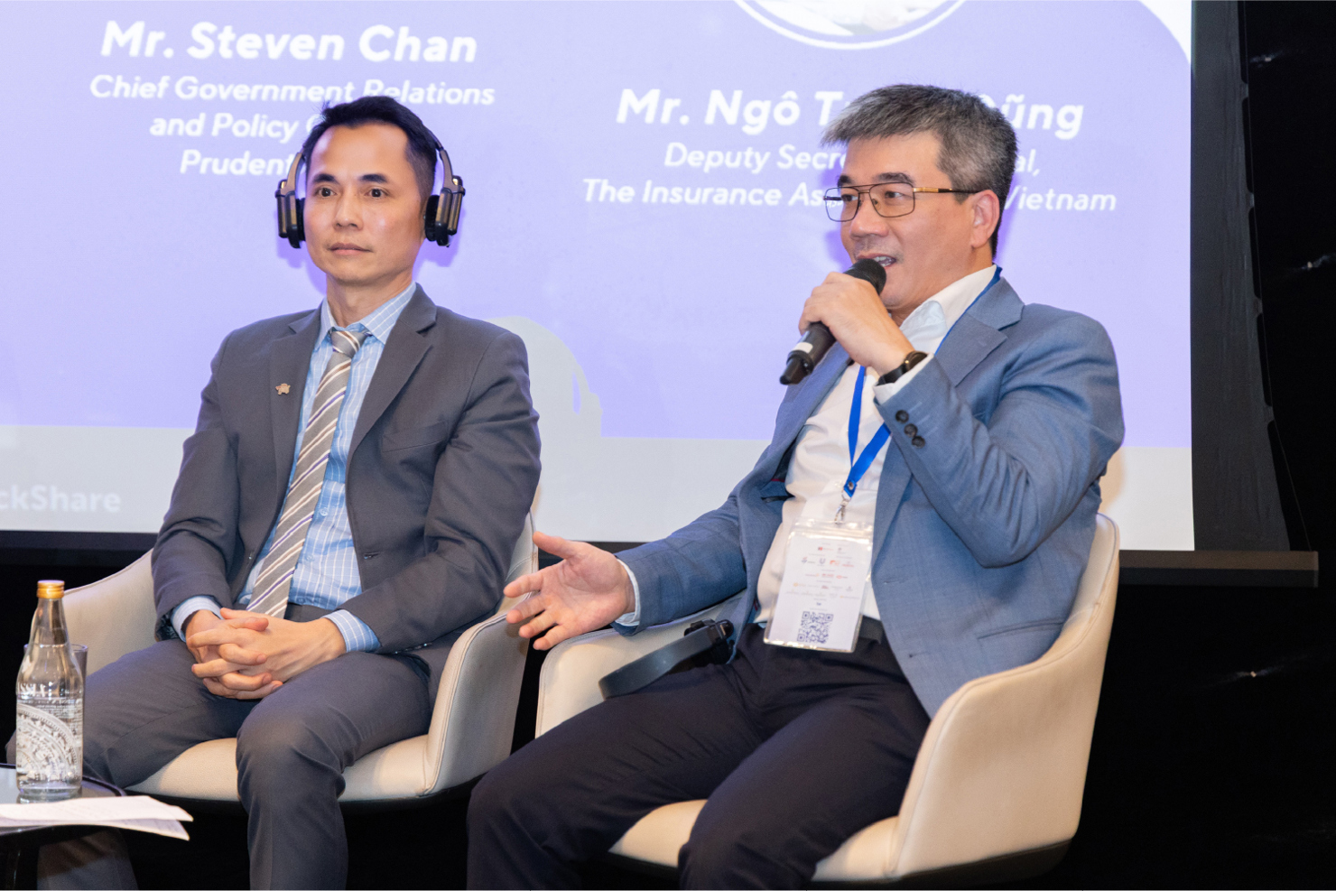 Ông Ngô Trung Dũng - Phó Tổng Thư ký Hiệp hội Bảo hiểm Việt Nam chia sẻ tại Hội nghị thượng đỉnh doanh nghiệp Anh-Việt 2025. Ảnh: Prudential.