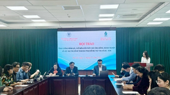 Hội thảo “Tăng cường năng lực, phổ biến kiến thức cho cộng đồng, doanh nghiệp về việc tạo tín chỉ và tham gia trao đổi bù trừ tín chỉ carbon”.