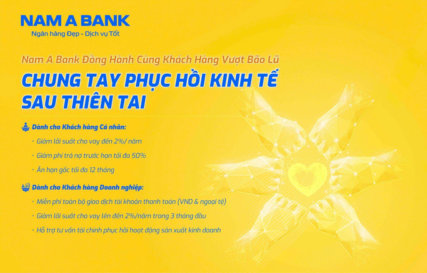 Nam A Bank giảm lãi suất vay lên đến 2%/năm trong 03 tháng đầu tiên cho khách hàng mới. Ảnh: NAB
